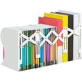 thumbnail image 1 of Sujetalibros ajustables, sujetalibros de escritorio resistentes, organizador de libros de oficina, sujetalibros decorativos de metal para niños, libros, revistas, blanco, 1 of 8