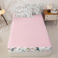 thumbnail image 4 of Erosebridal Watercolor Botanical Pattern Zipper Full Size Comforter Sets with Fitted Sheet and 2 Pillowcases,Blossom Floral Print Zipper Bedding Set,Pale Pink Green,Pink Reversible, 4 of 6