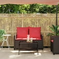 thumbnail image 3 of vidaXL Patio Sofa 2-Seater with Cushions&Table Brown Poly Rattan, 3 of 6