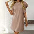 thumbnail image 7 of qolati Summer Dresses for Women 2025 Crew Neck Flounce Cap Sleeve Beach Sundress Casual Basic Loose Ribbed Tunic Mini Dresses, 7 of 7