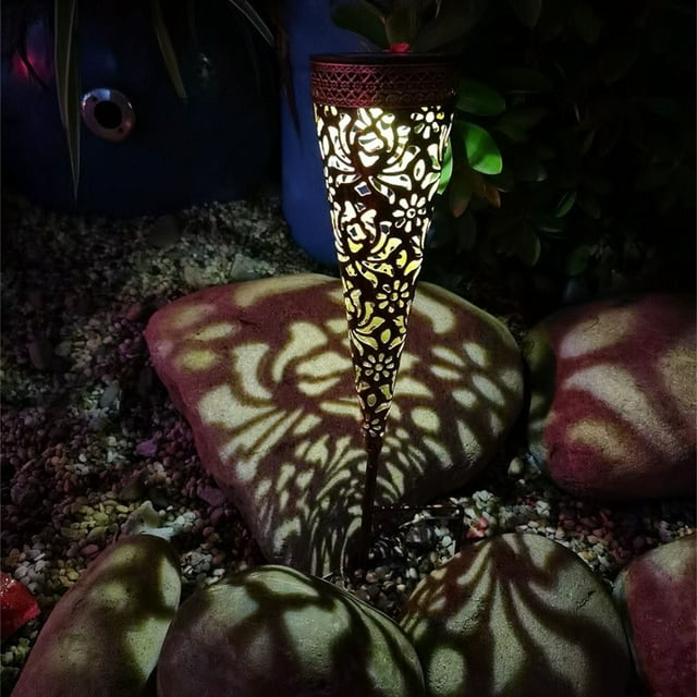 Fiudx Luces Solares para Jardín, Decoración En Forma de Flor, Proyección de Patrón Único, Brillo Amarillo Cálido, Ideal para Caminos, Patios y Porches, Regalo Perfecto para Las Fiestas, Diseño de Aho