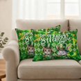 thumbnail image 2 of St. Patrick's Day Pillow Covers 2 Pack Watercolor Green Hat Cat Rabbit Shamrocks Green Plaid Pillowcase Waterproof Outdoor Throw Pillow Cover for Patio Balcony Rectangular Cushion 20”x12”, 2 of 9
