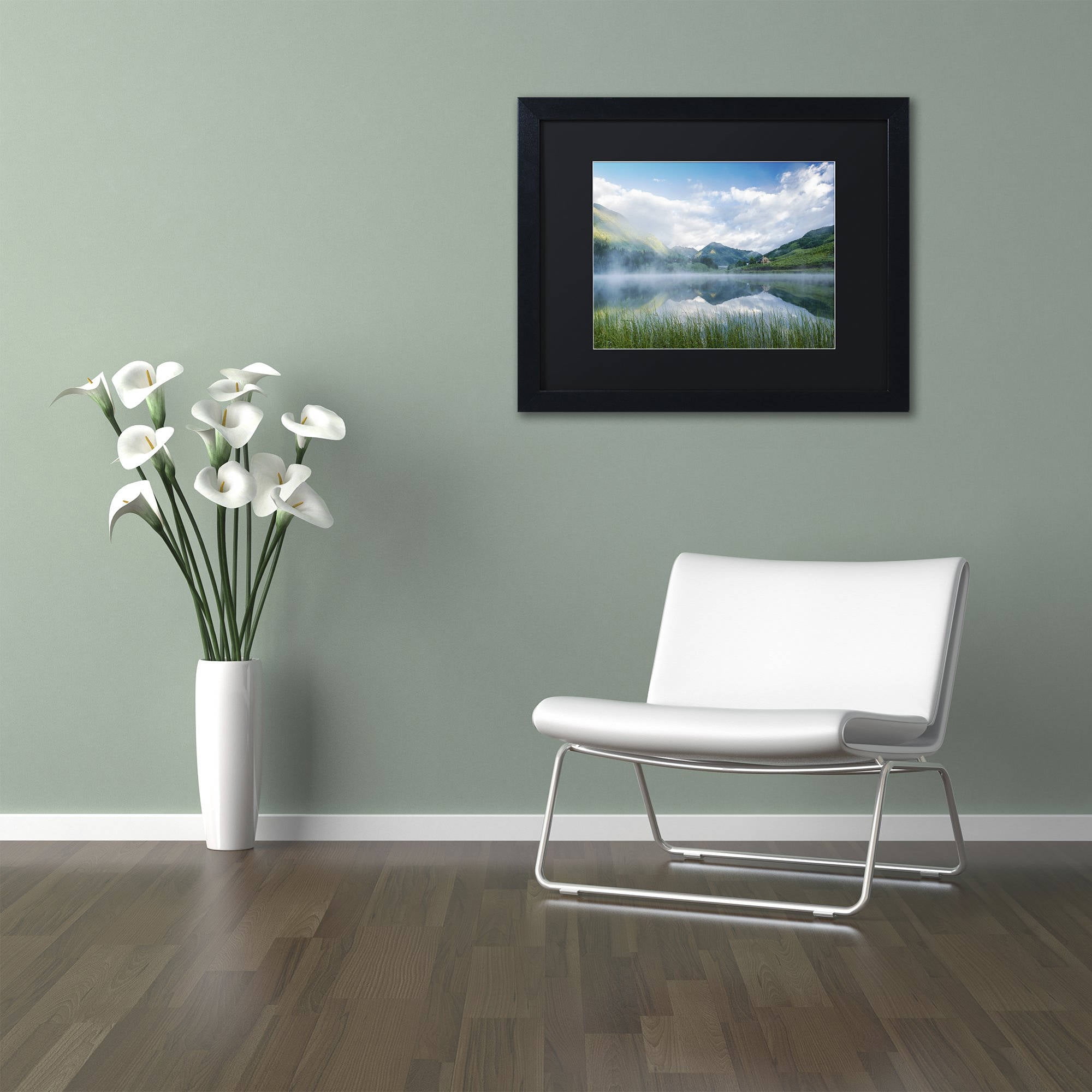 Trademark Fine Art "Fog in the Mirror" Canvas Art by Michael Blanchette Photography Black Matte, Black Frame