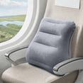 thumbnail image 1 of Inflatable PVC Lumbar Pillow, Ergonomic Curved Support for Waist and Back, Travel and Office Use, Soft Flocking Surface, Compact Foldable Design, Blue or Gray, 43x39 cm, 1 of 6