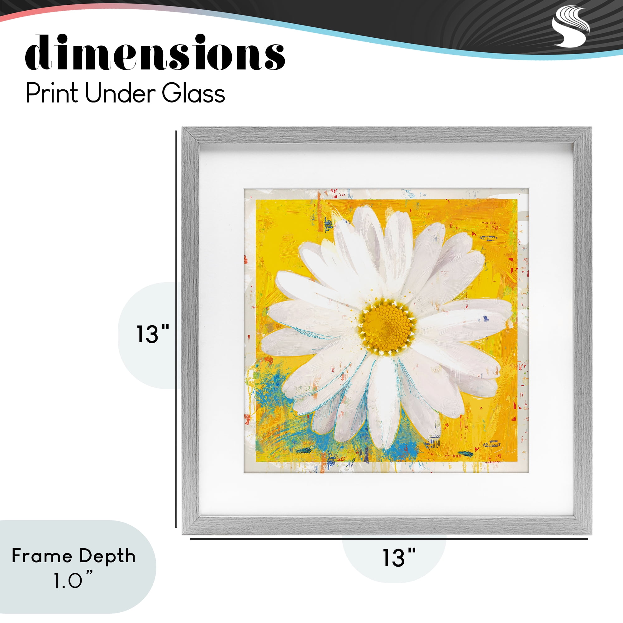 Stupell Industries Violet's Daisy on Yellow Gray Framed Print Under Glass, design by Porter Hastings