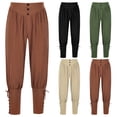 thumbnail image 2 of Mens Medieval Ankle Pants Renaissance Viking Pirate Lace Up Tapered Halloween Trousers, 2 of 7