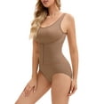 thumbnail image 4 of INSPIRE CHIC Mother's Day Women's 3 Rows Waist Cincher Body Shaper Butt Tummy Control Full Shapewear Bodysuit L Brown, 4 of 5