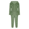 thumbnail image 5 of Awdenio Women's Jumpsuits Fuzzy Onesie Hooded Solid Pajamas Zipper Long Sleeve Plush Romper, 5 of 8