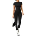 thumbnail image 5 of Clossjun Womens Two Piece Workout Sets Slim Fit Short Sleeve Shirt High Waist Leggings Yoga Outfits Matching Gym Suits, 5 of 6