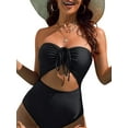 thumbnail image 4 of Women One Piece Swimsuit Sexy Deep V Neck Cutout Criss Cross Lace Up Twist Bathing Suits, 4 of 6