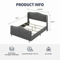 thumbnail image 2 of ZAFLY Queen Size Bed Frame with Headboard | Button Tufted Velvet/Dutch Velvet Bedroom Furniture | High Upholstered Platform Bed Frame, Queen Size, Dark Grey, 2 of 7