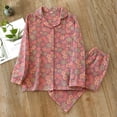 thumbnail image 4 of Pijama vintage de crepe teñido en hilo de algodón puro para mujer, estilo étnico, hilo de algodón de doble capa, primavera y otoño, fino, de mediana edad y mayores, 4 of 6