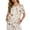 Cat Flower Leaf, variant on Giraffe Flower Print Women's Linen Shirt Round Neck Tunic Top Button Down Short Sleeve Blouses Tops Lightweight Loose T Shirts Spring Summer Basic Tees, 4XL
