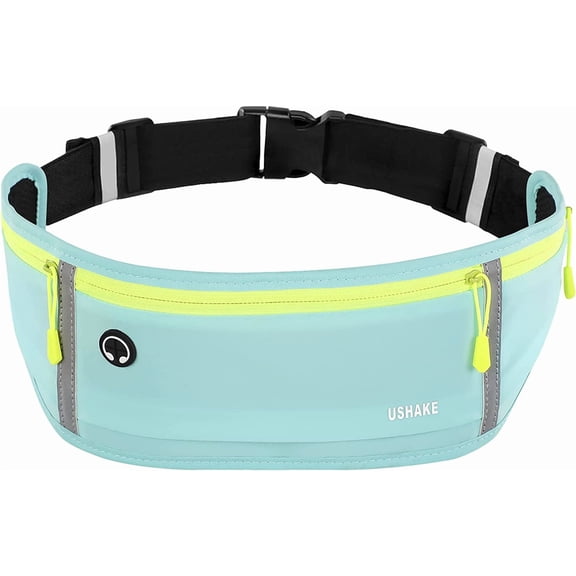 Slim Running Belt, Workout Fanny Pack for Men Women,Exercise Waist Pack for Apple iPhone Holder, Runner Belt for Running Walking Cycling Camping Gym Mint blue