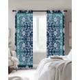 thumbnail image 4 of Teal Blue Ombre Flowers Blackout Curtains for Bedroom Living Room Darkening Curtains 84 Inch Length 2 Panels Set Rustic Vintage Botanical Leaves Window Curtain Window Treatment Grommet Drapes 52"x84", 4 of 9