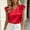 Red, variant on Women's Ruffle Satin Blouse, V-Neck Sleeveless Top with Flounce Sleeves & Silky Fabric, Elegant Office & Party Wear Red S