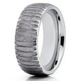 thumbnail image 2 of 8mm Silver Tungsten Carbide Wedding Band Woodgrain Design Dome Gunmetal Gray Ring 9, 2 of 4