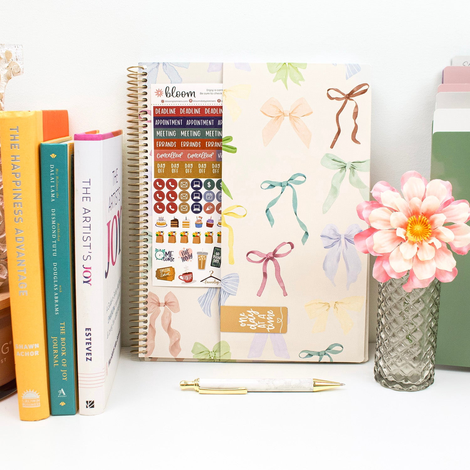 bloom daily planners 2026-2027 Academic Planner, 13 Month Monthly & Weekly, 8.5" x 11" Soft Cover, Stickers Included, Bows