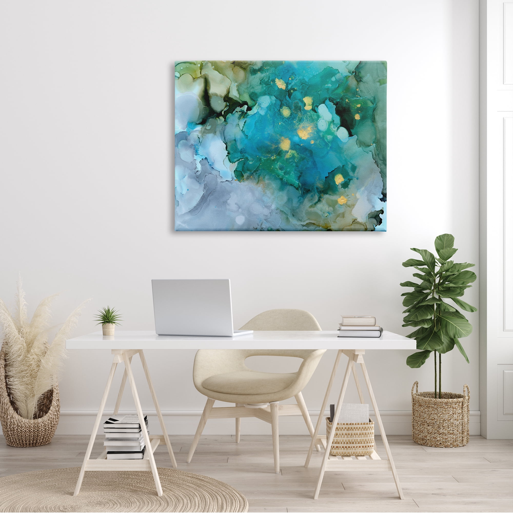 Stupell Industries Modern Ocean Water Abstract Painting Fluid Watercolor Composition, 48 x 36,Design by Victoria Borges
