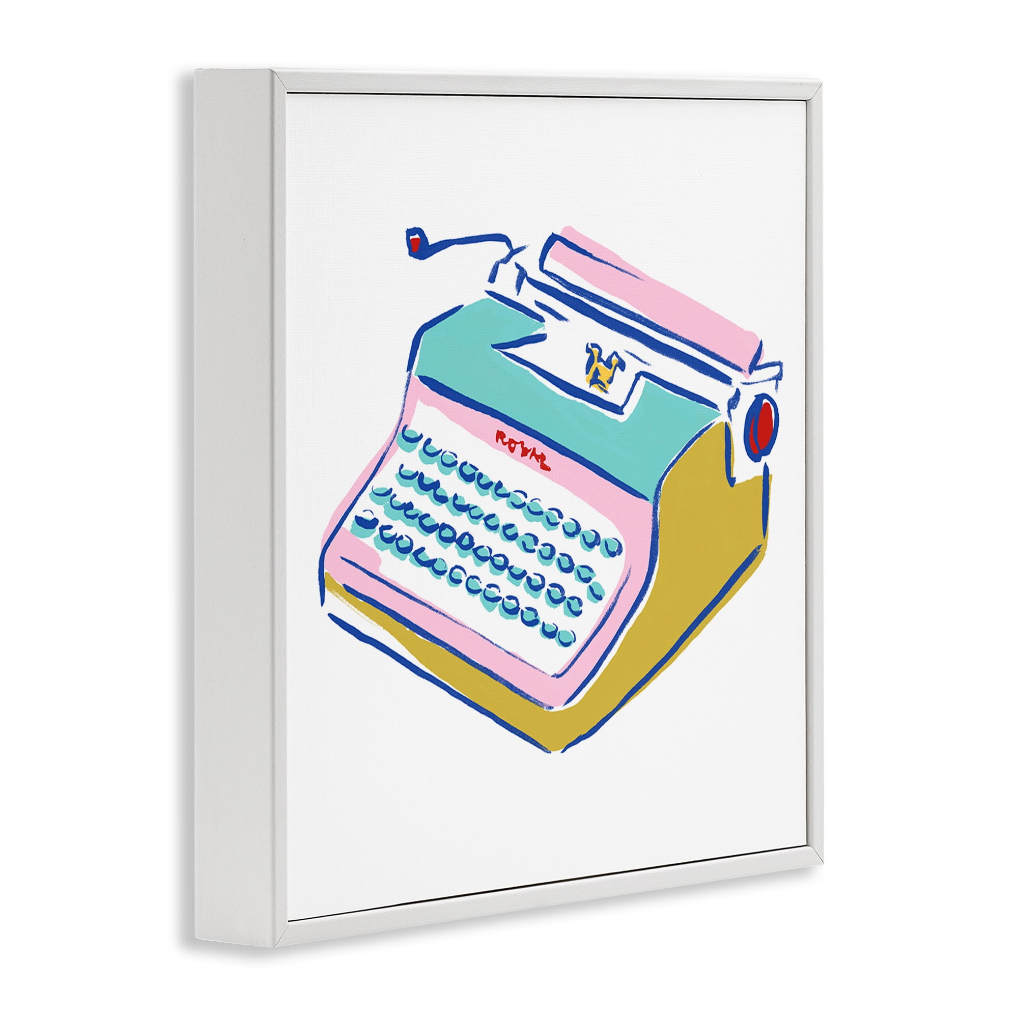 Stupell Industries Simple Retro Typewriter Novelty Painting White Framed Art Print Wall Art, 24 x 24