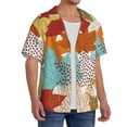 thumbnail image 2 of Bingfone Fall Maple Leaves for Men's Cuban Collar Short Sleeve Shirt with Pocket Button Down Cardigan Summer Shirt-Large, 2 of 5