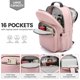 thumbnail image 3 of Mochila para portátil LOVEVOOK para mujer, 15.6 pulgadas, impermeable, rosa, 3 of 8