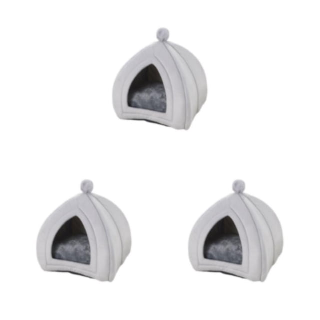 Casa para mascotas Methold nido de descanso de invierno tienda de campaña de felpa Gris M