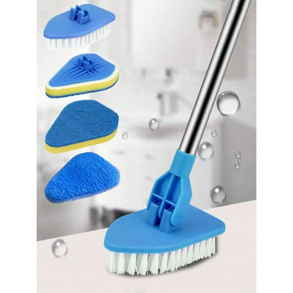 4-in-1 Floor Scrub Brush Shower Scrubber Cleaning Bathtub And Tile Scrubbing Brush, Long Handle, Removable Scrubbing Brush