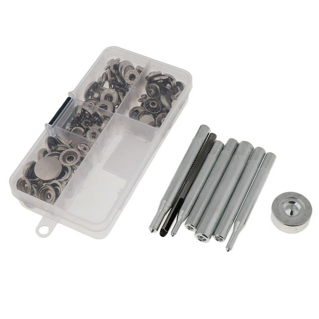 Abbracc 40 Set Snap Buttons Press Studs with Fixing Tools Kit White White