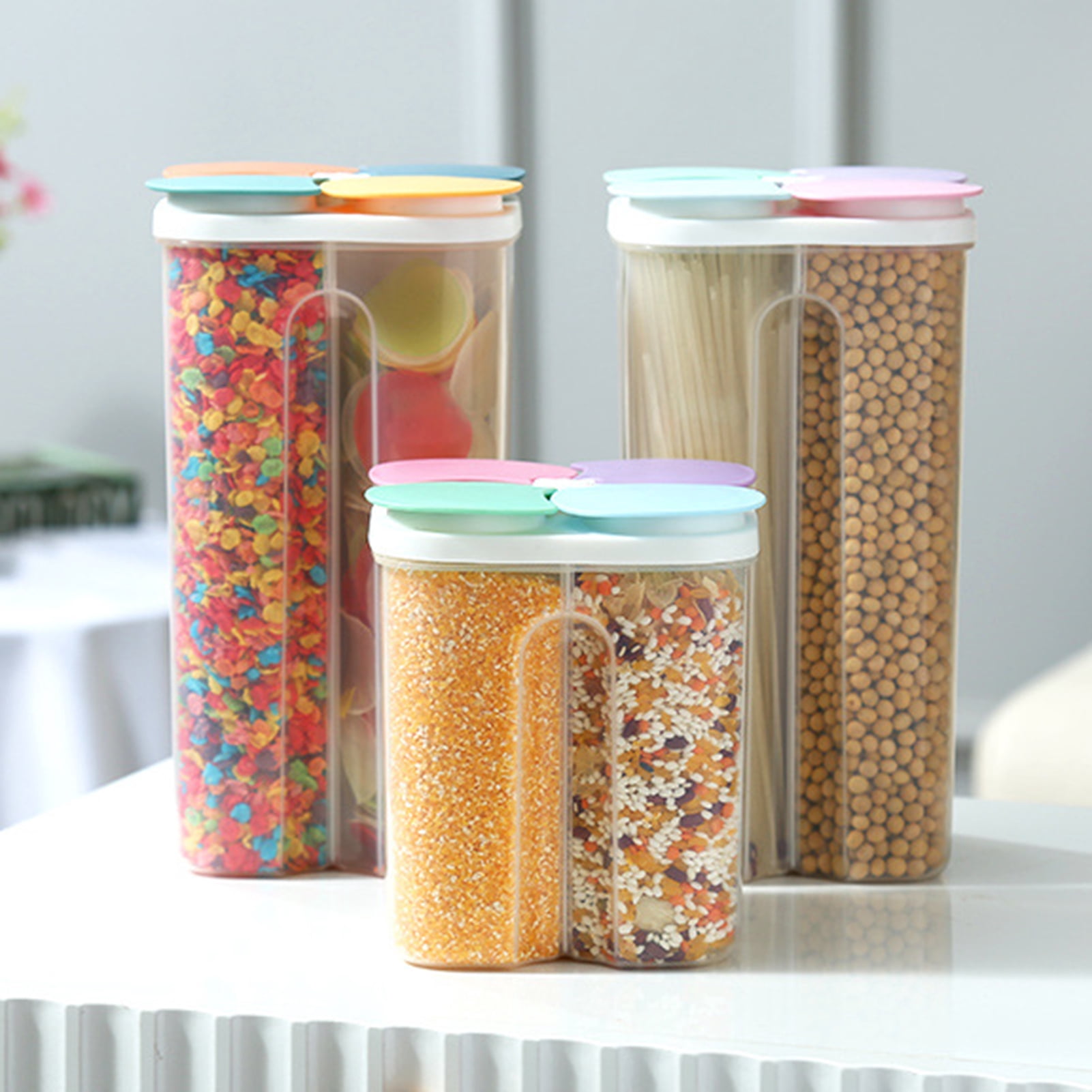 Deyuer Grain Storage Box Food Grade Transparent Good Sealing Effect Large Capacity Detachable Save Space Heat-Resistant Cereal Storage Container Airtight Food Organizer Box for Kitchen,L
