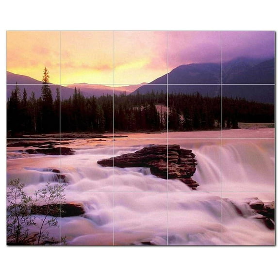 Waterfalls Photo Ceramic Tile Mural Kitchen Backsplash Bathroom Shower, 406229-M