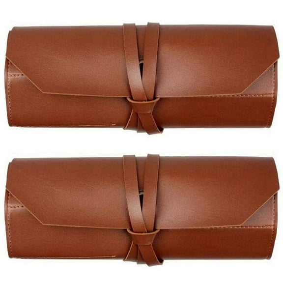 2X Leather Tool Roll, Leather Tool Kit Storage Bag, Multi Functional Leather Kit Bag Bicycle Repair Tool Kit Bag