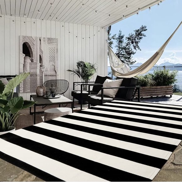 Black And White Outdoor Rug