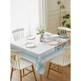 thumbnail image 2 of Aqua Coastal Rectangle Tablecloth, Nautical Seashells Coral Leaves Stripes Waterproof & StainResistant Tablecloth, Washable Oil-proof Table Cover for Dining/Party/Wedding/Camping/Buffet 52x70 In, 2 of 9