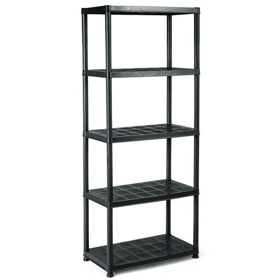 Gymax 5-Tier Storage Shelving Freestanding Heavy Duty Rack 33.5"L X 16"W X 73"H Black