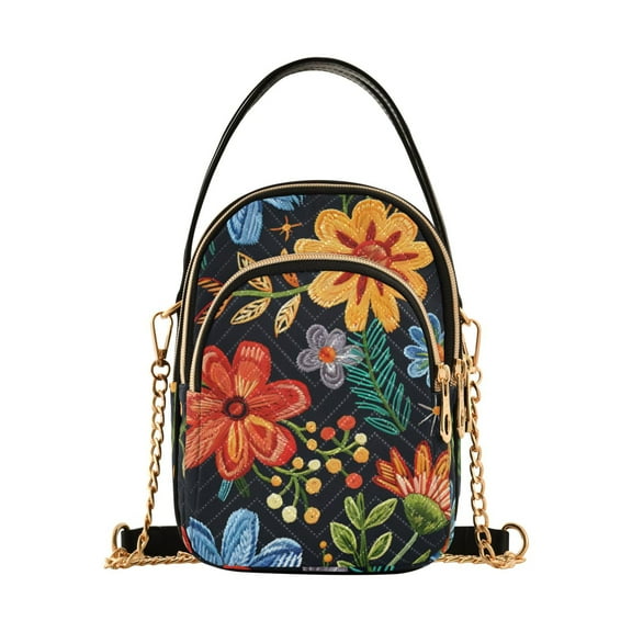 joogoo Women Retro Vintage Flower Chain Crossbody Bags Shoulder Handbag Phone Purse