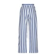 thumbnail image 5 of LEBONYARD Womens Pants Dressy Casual,Women's Summer High Waisted Wide Leg Pants Stripe Matching Yoga Gym Long Pants Blue S, 5 of 8
