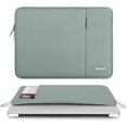 thumbnail image 3 of Mosiso Polyester Vertical Style Water Repellent Laptop Sleeve Case Bag Cover with Pocket for MacBook Air 15 inch M3 A3114 M2 A2941 2023 2024 / Pro 15 inch A1990 A1707, Antique Green, 3 of 5