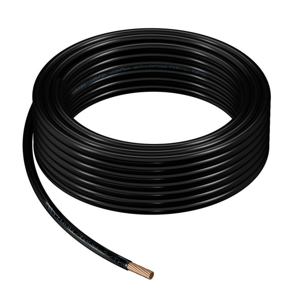 6 AWG THHN Wire 19-Stranded Black Copper Building Wire Nylon Jacket 50 ft 600V