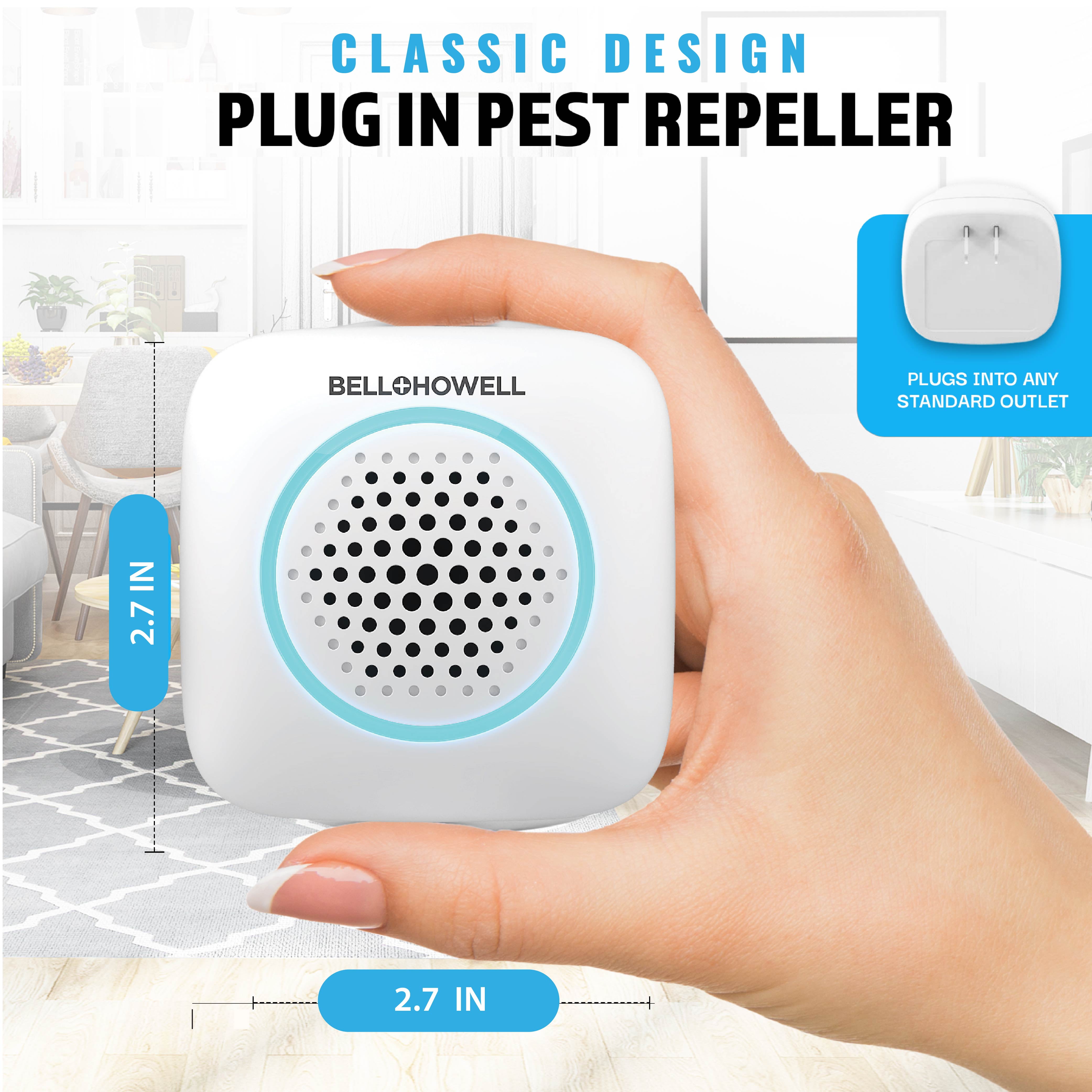 Bell+Howell Ultrasonic Pest Repeller Indoor, Pest Repellent Ultrasonic Plug In, Mouse Repellent Indoor, Rodent Repellent, Pest Repellent Family & Pet Safe, 4 Pack
