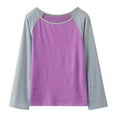 thumbnail image 3 of TFEOQRY Teen Girls Baseball Tee Child Long Sleeve Raglan Shirts Casual Crewneck Tops Loose Plain Tunic Cute Blouse Tees Purple, 3 of 4