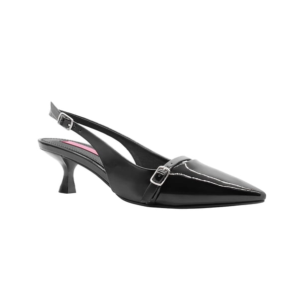 Zapatilla Tacon Aguja Salamandra® Charol Negro Con Broche negro 22