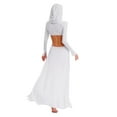 thumbnail image 2 of Lejafay Robe Maxi Transparente à Manches Longues pour Femmes, Fente Haute, à Capuche, Blanche, Taille P, 2 of 5
