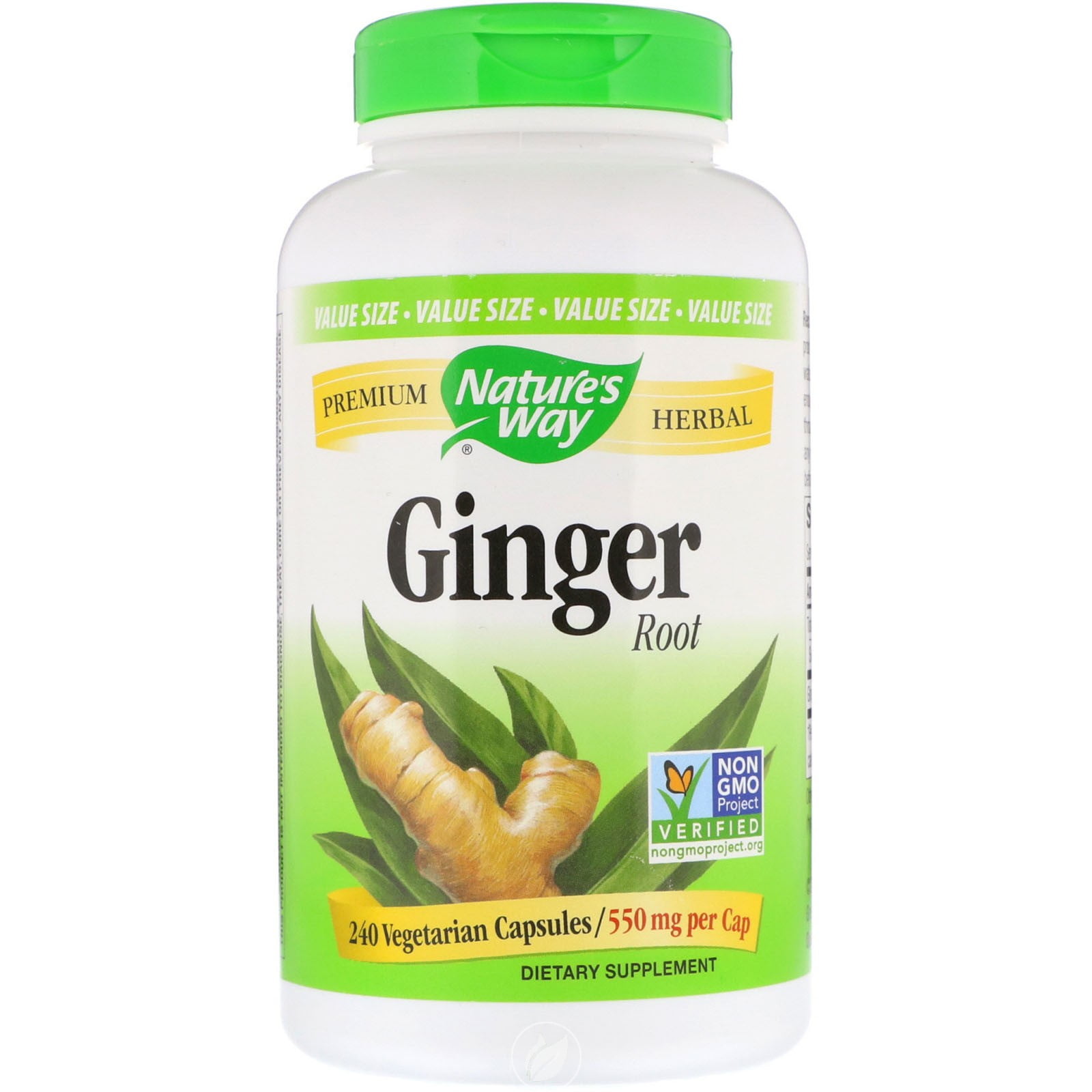 Nature's Way Ginger Root 1100 mg. 240 Vegan Capsules