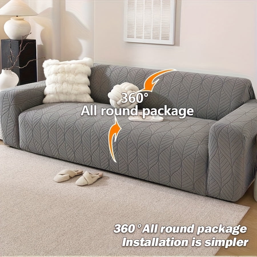 1pc New Jacquard Sofa Cover, Stretchable and Non-Deforming, Machine Washable, Suitable for All Seasons, Pet-Friendly, Ideal for Office, Living Room, Home Decor (Includes Bonus Pillowcase)