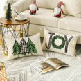 thumbnail image 4 of Sm:)e Merry Christmas Trees Mottos Green Throw Pillow Covers, 12 x 20 Inch Hello Winter Let it Snow Holiday Cushion Case Decoration for Sofa Couch Set of 4, 4 of 7
