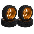 thumbnail image 1 of RC Car Tire, 5 Poke Pretty Design Drift Wheel Set 4Pcs  Cushioning Better Grip  for Replacement Gold, 1 of 8