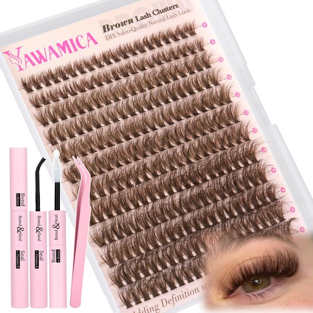 Lash Clusters Kit Yawamica Brown Fluffy Lash Extension 10-16 mm