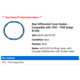 thumbnail image 2 of Rear Differential Cover Gasket - Compatible with 1995 - 1998 Dodge B1500 1996 1997, 2 of 2