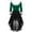 Green, variant on Women's Christmas Gothic Dress Faux Fur Trim Long Sleeve High Low Chiffon Skirt Green M